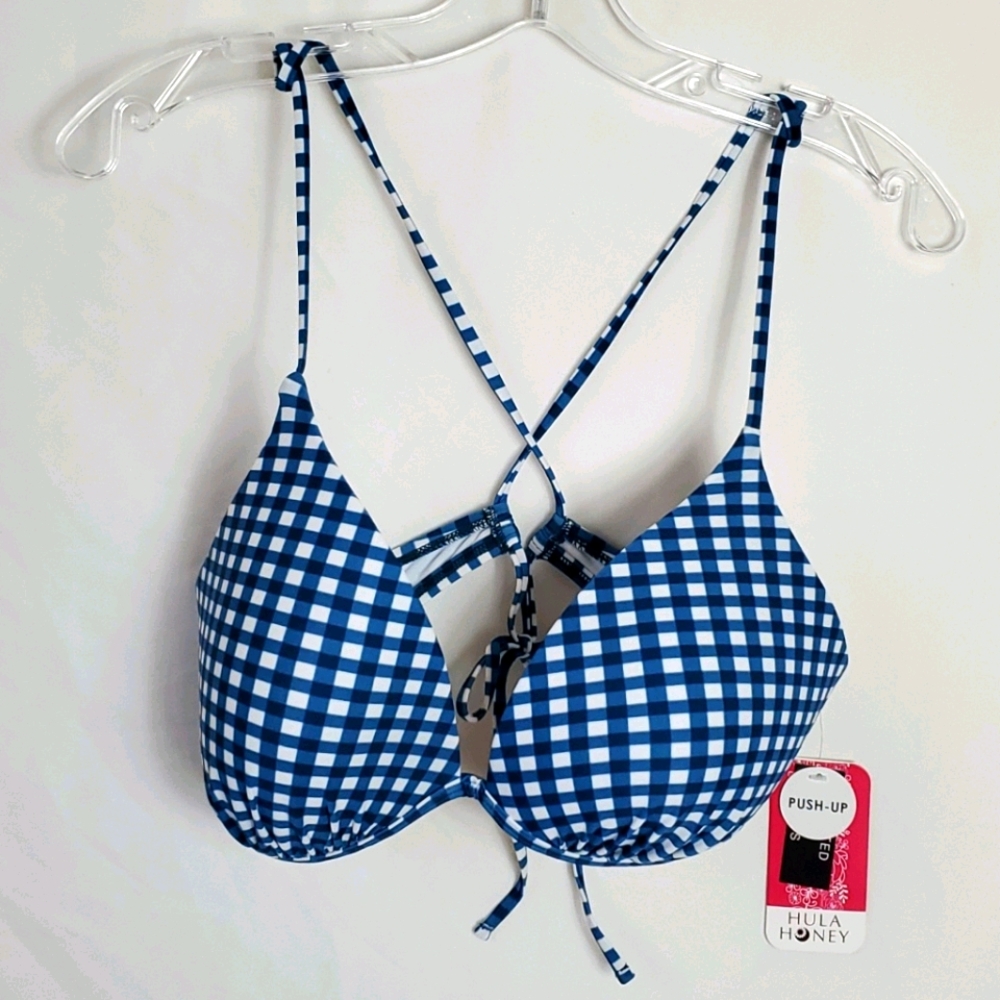 Checkered Bikini Top, XL, Hula Honey